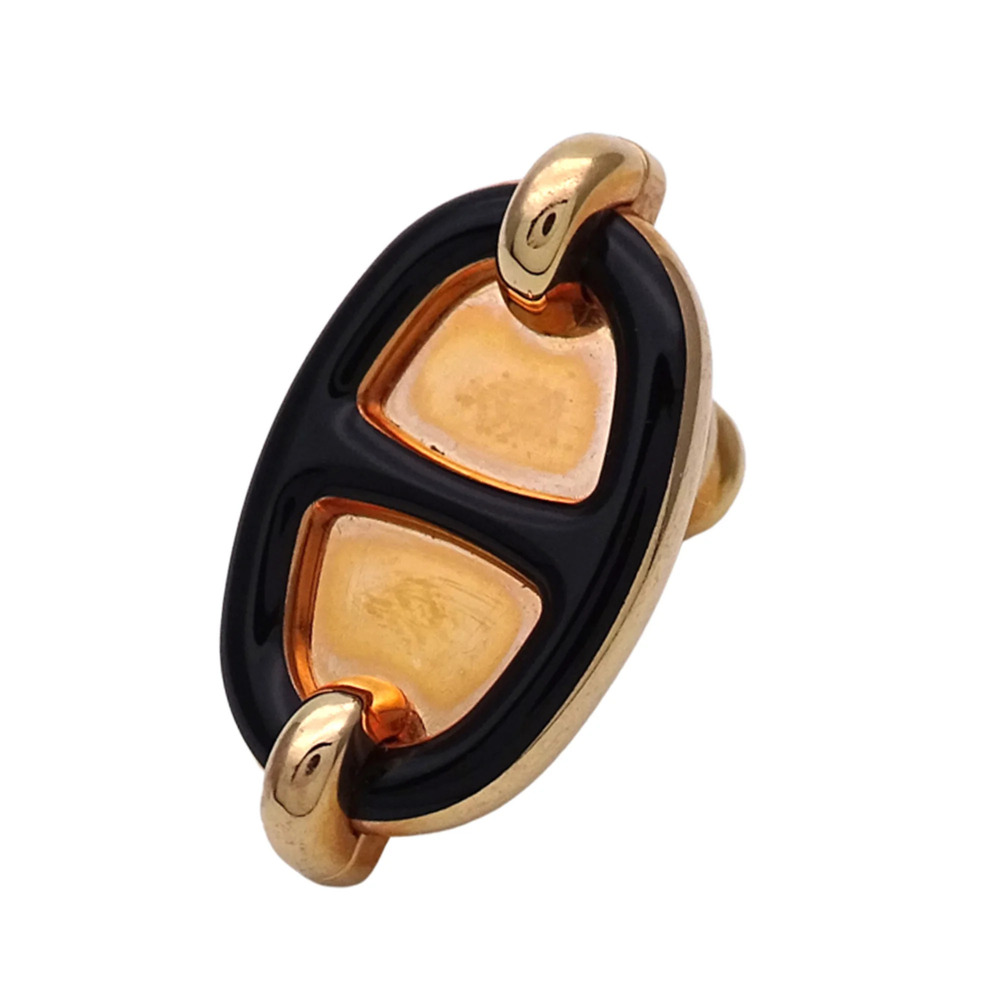 Hermes HERMES Earrings for Women and Men, Mini Maillon, Metal, Pink Gold, Bla...